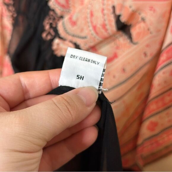 Y2K Tramp Pink Black Floral Paisley Kaftan Swim Coverup Tunic Sz S Coastal Boho - Picture 8 of 8